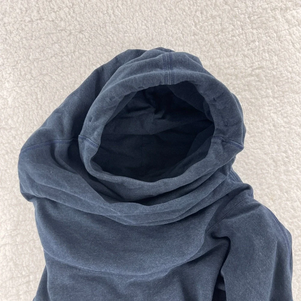 Lululemon Stress Less Sweater Women Size 4 Blue Hoodie Long Sleeve Knit Pullover